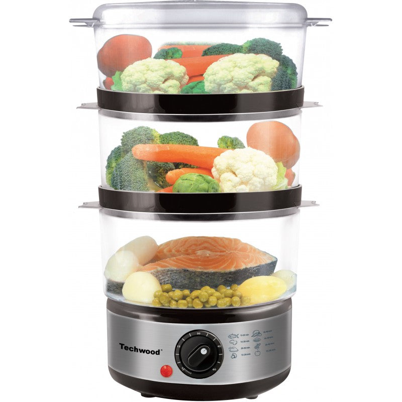 TECHWOOD DAMPFGARER - 3 Dampfschalen - 6 Liter
