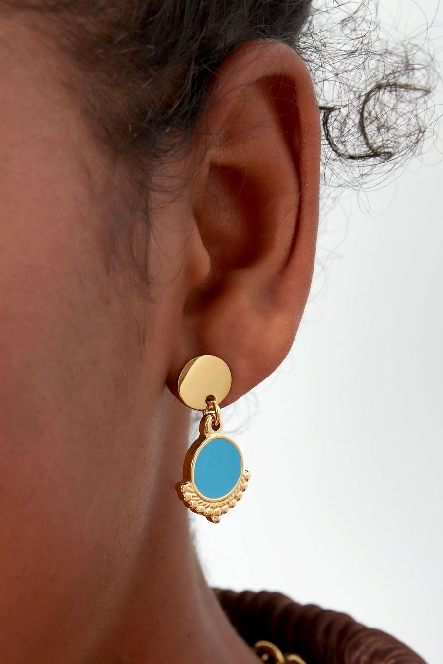 Boucles d'oreilles élégantes avec couleur - or/bleu - lot de 2 - 5x3cm -