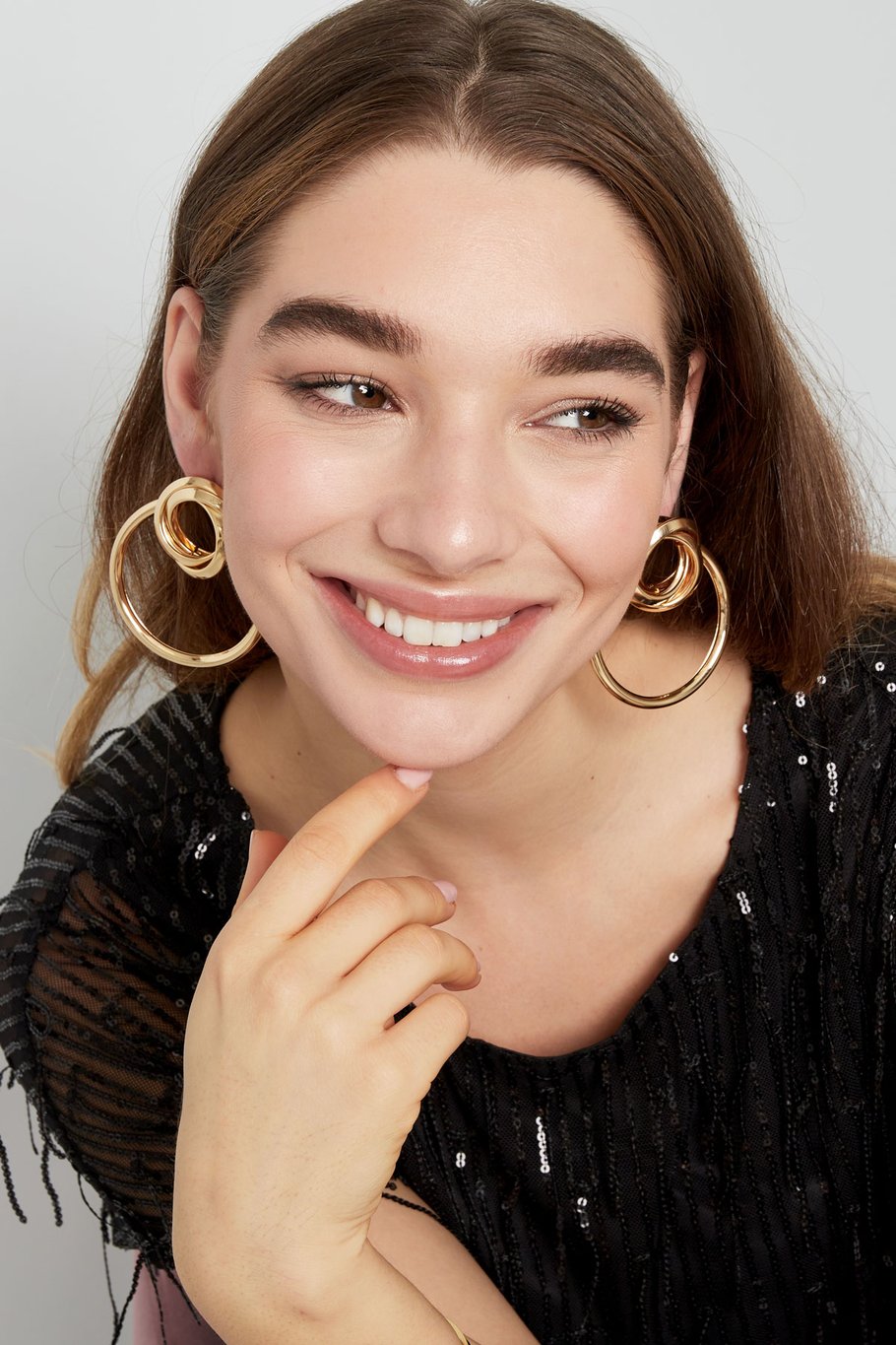 Boucles d'oreilles maillons dorés au design noué – Boucles d'oreilles tendance de 7 cm – Métal – Quotidien & Festif – 28,8 grammes – Boucles d'oreilles tendance statement