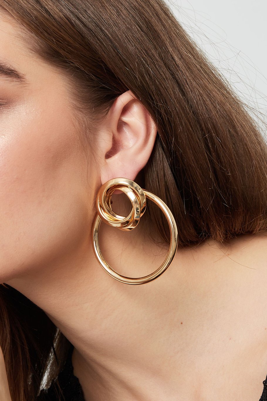 Boucles d'oreilles maillons dorés au design noué – Boucles d'oreilles tendance de 7 cm – Métal – Quotidien & Festif – 28,8 grammes – Boucles d'oreilles tendance statement