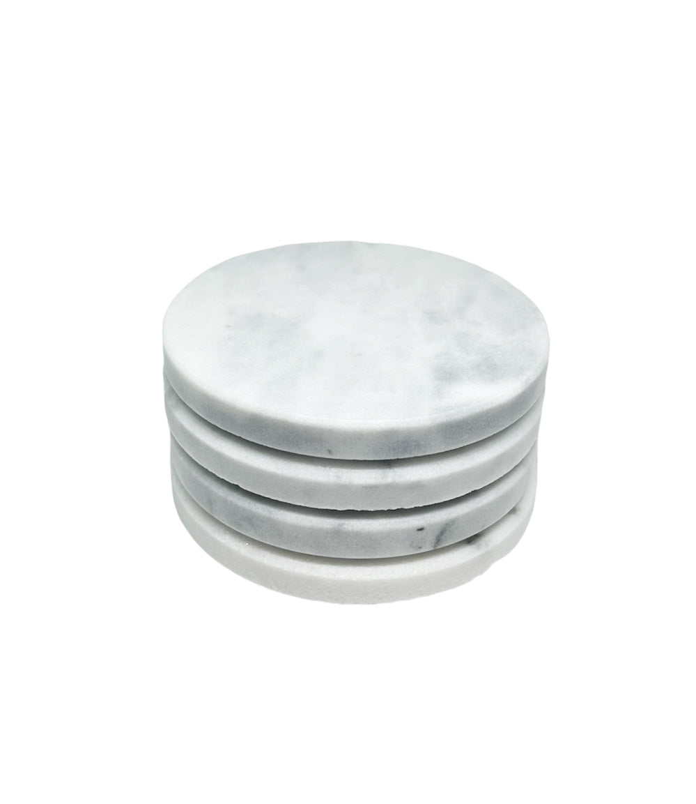 Marmeren onderzetters wit – set van 4 ronde onderzetters voor glazen, Ø 10 cm – foto 2