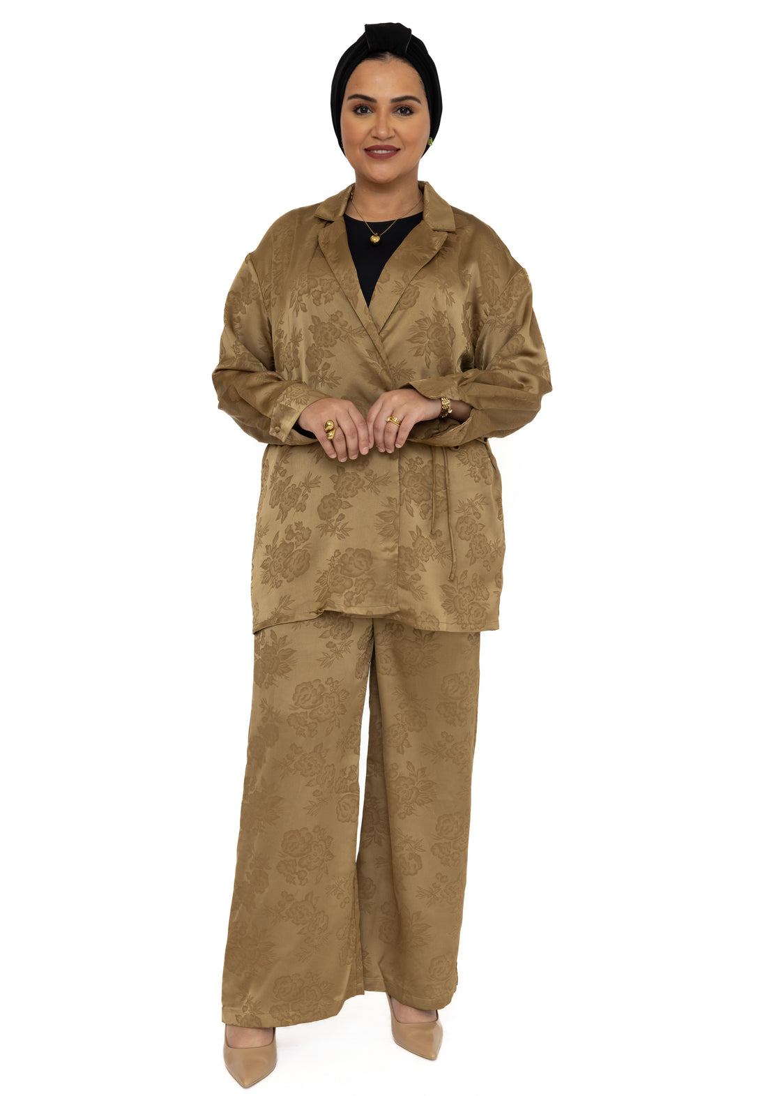Dalia twinset dames – tweedelige set in zwart, marineblauw of groenbruin