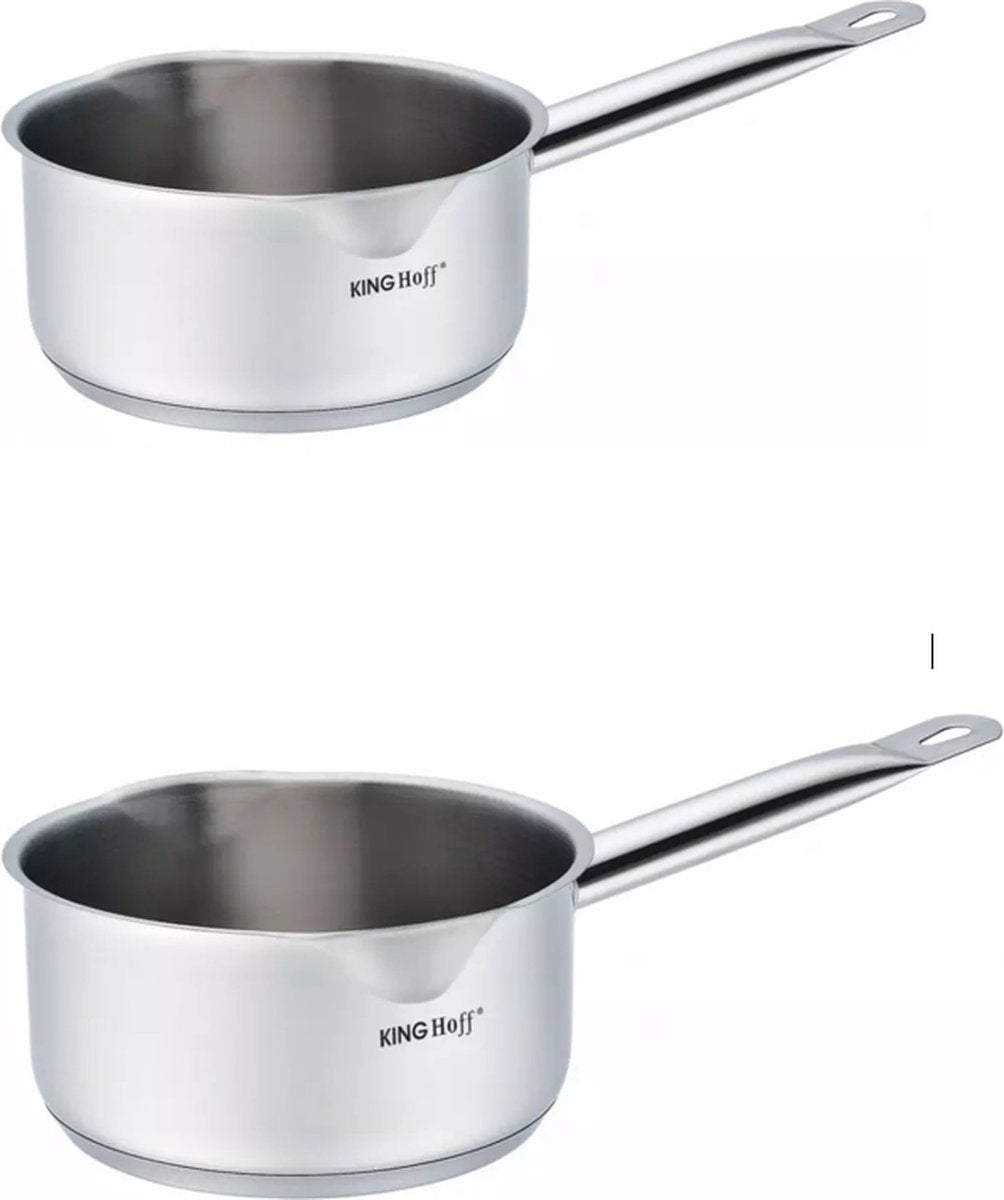 2 x Kinghoff Stielkasserolle Ø 12 cm und Ø 14 cm - 0,5 und 1 Liter