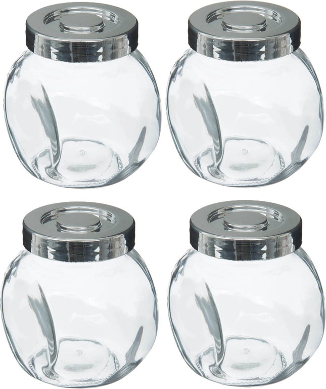 5Five Gewürzgläser-Set - 4 Stück à 200 ml - Glas - mit Edelstahldeckel - luftdicht - Küchengewürzregal