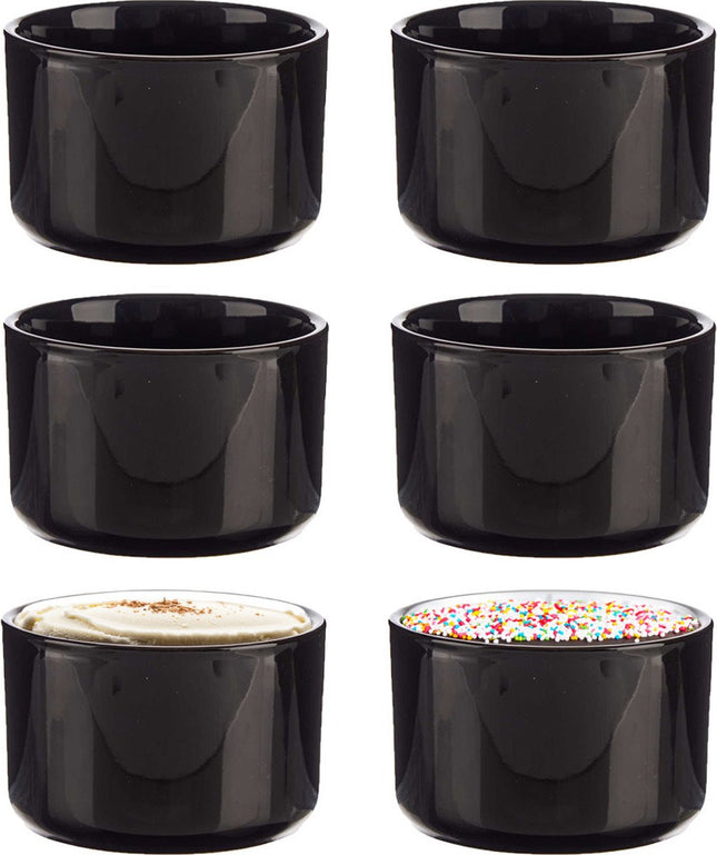 Vessia amuse / dessert kommetjes / serveer schaaltjes - set 6x stuks - zwart - 10 x 6 cm - keuken / eettafel - keramiek