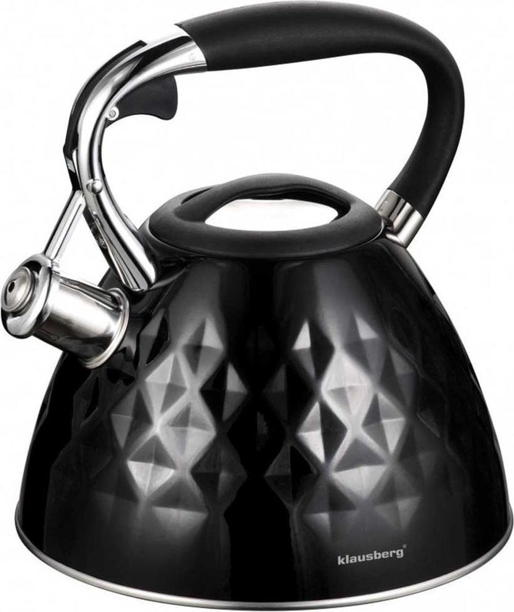 Klausberg 7455 - Whistling Kettle - Diamond - black - 2.7 liters