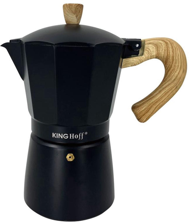 Kinghoff KH-1888 percolator voor 12 kopjes espresso – zwart, houten handvat
