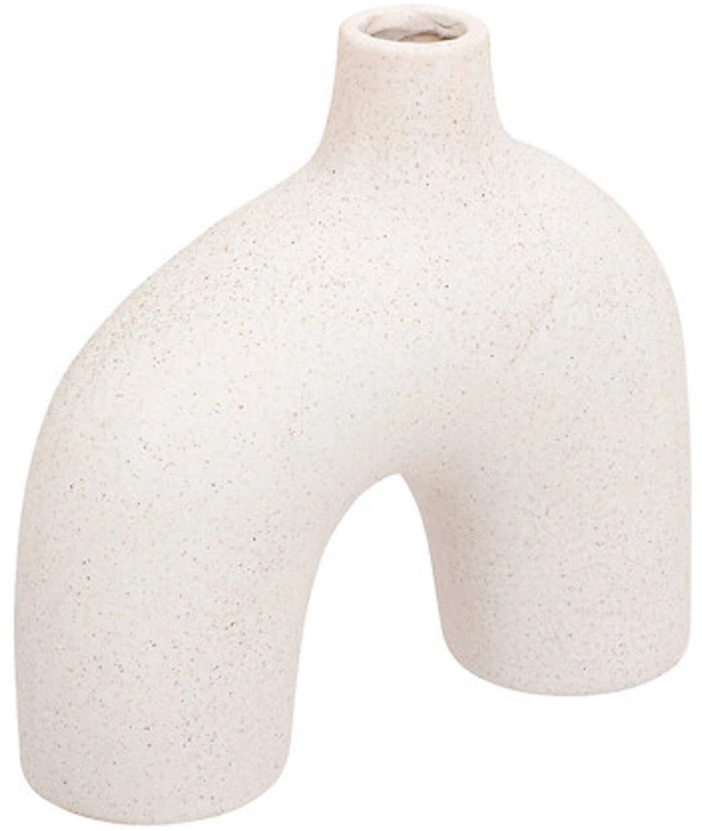 Design Vase in White Sand Ceramics – Asymmetrical | Height 18 cm | Scandinavian Style | Decorative Interior Vase