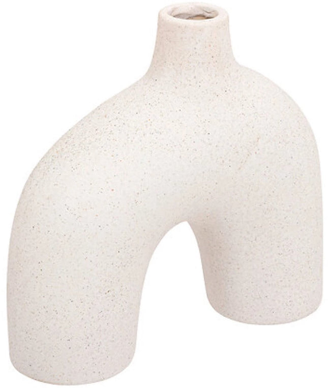 Design Vase in White Sand Ceramics – Asymmetrical | Height 18 cm | Scandinavian Style | Decorative Interior Vase