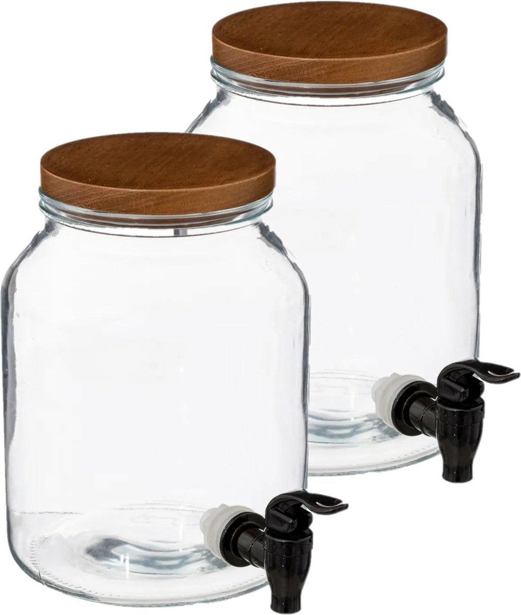 5Five Beverage dispenser/lemonade tap - 2x - 3 litres - glass - with plastic tap