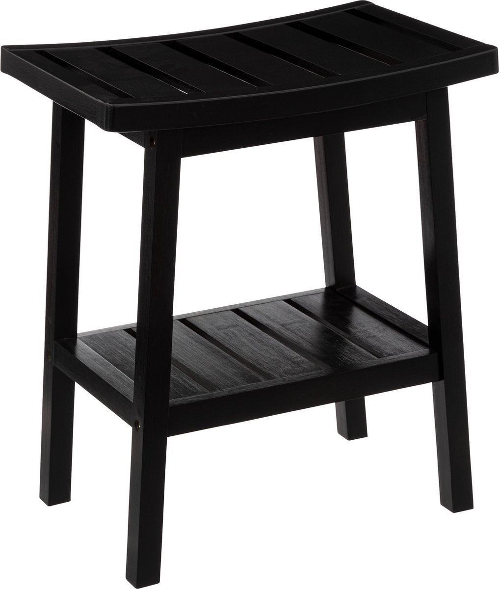 5Five Marchepied en bambou noir - 2 niveaux - Escabeau - 2 marches - Marchepied - Tabouret