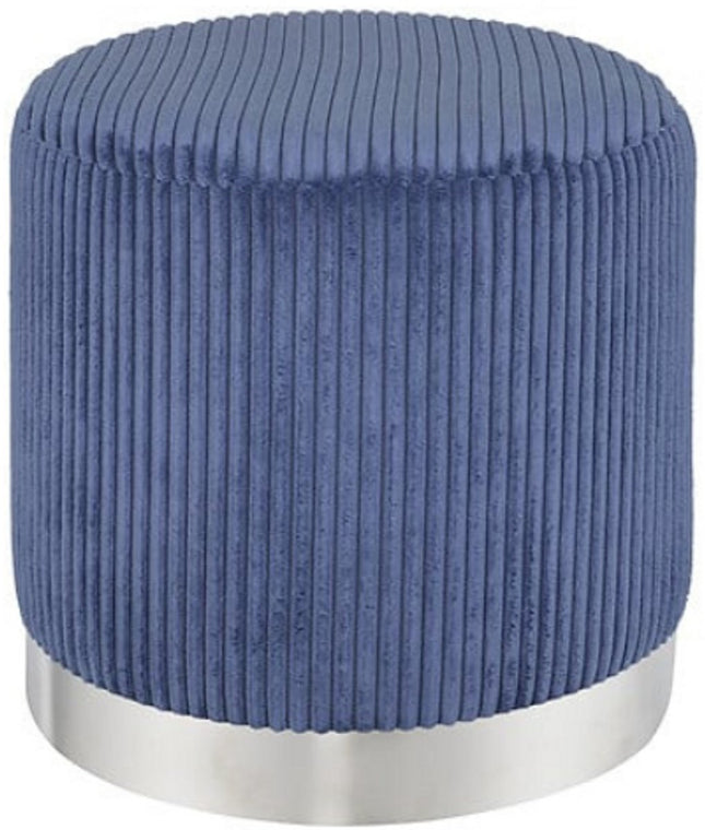 Atmosphera Sylia Cord-Pouf - Ø38xH38 cm - Tintenblau