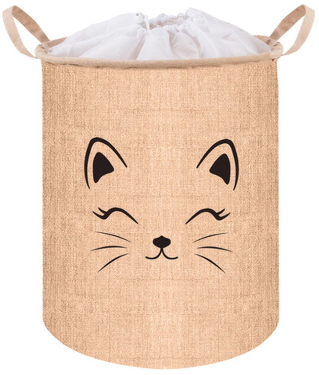 Kruzzel Toy Basket Organizer 63L - Opbergmand voor speelgoed, kleding en wassen - XL, waterdicht, vouwbaar -Beige met print