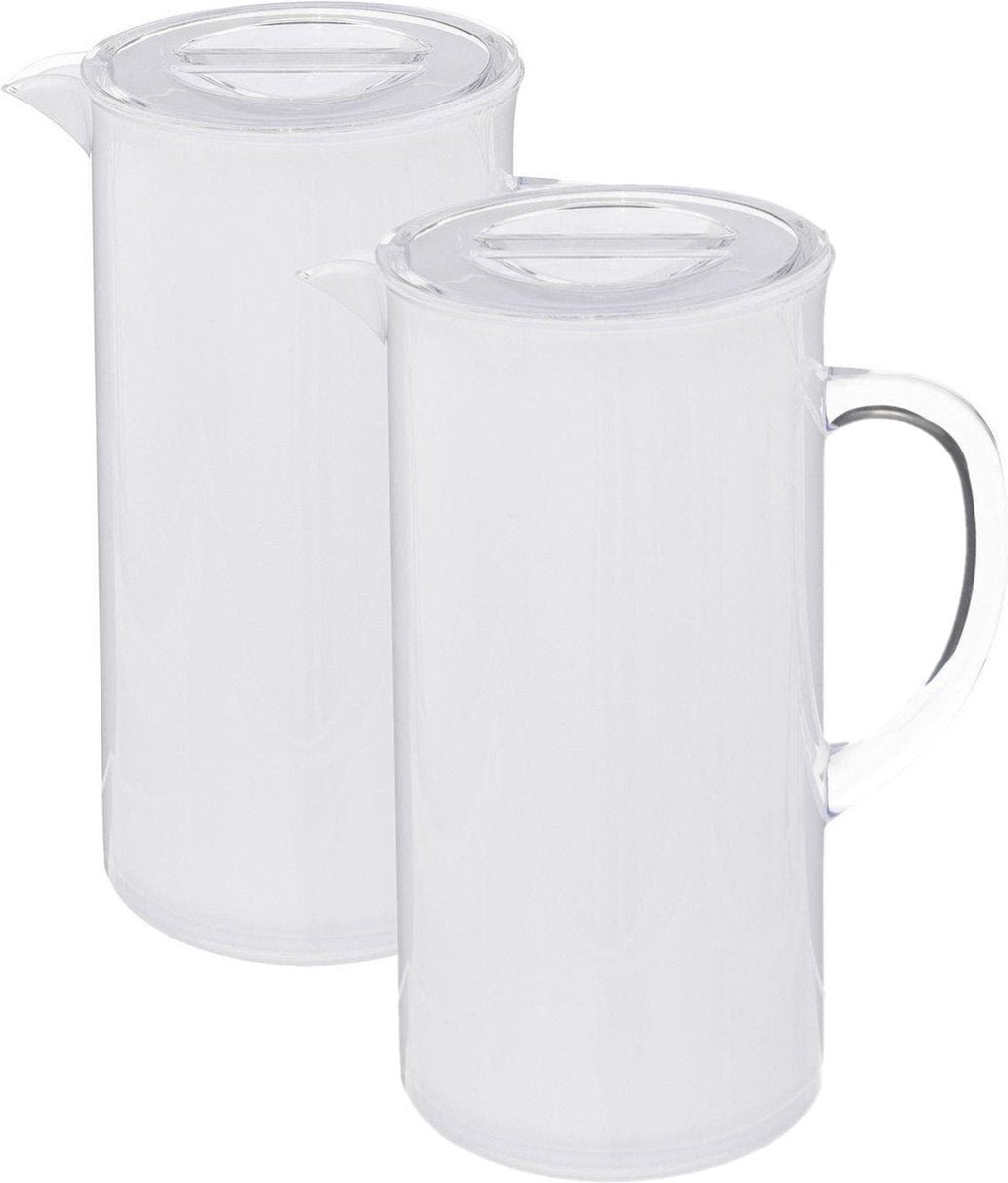 Set aus 3 Saft-/Ausgießkaraffen mit Deckel 1950 ml transparent weiß