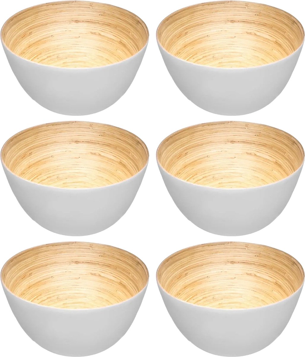 Secret de Gourmet - 6x - Salad bowl / serving bowls - bamboo white - D17 cm