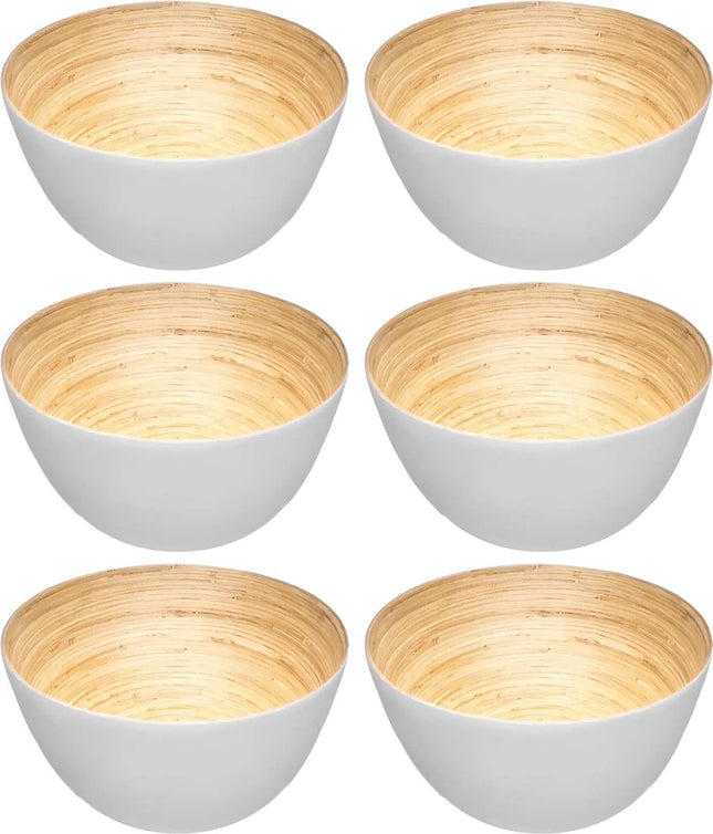 Secret de Gourmet - 6x - Slakom / serveer schaaltjes - bamboe wit - D17 cm