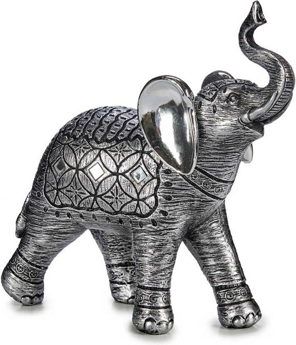 Éléphant argenté en résine argentée (28 x 11 x 28 cm)