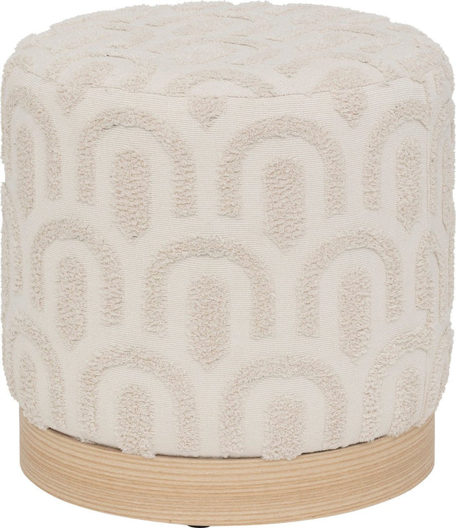 Atmosphera Copas Poef - Ø38xH38 cm - Voetbankje - Wit