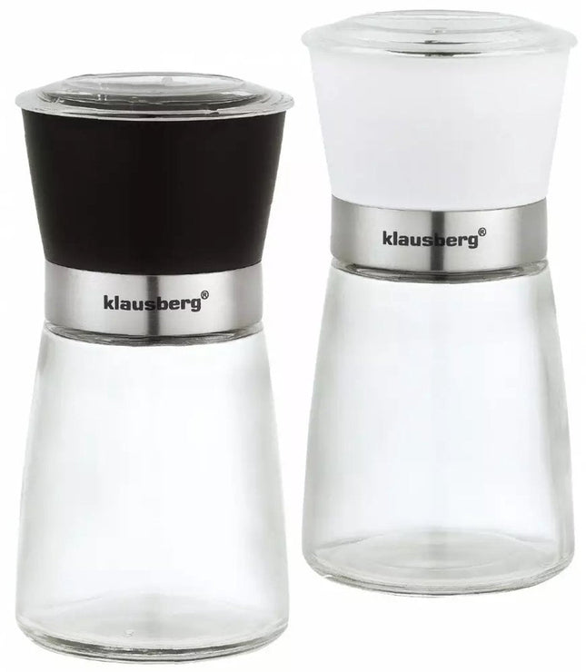 Klausberg KB7257 Salz- und Pfeffermühlen-Set - Langlebiges Keramikmahlwerk - Elegantes Glas-Set