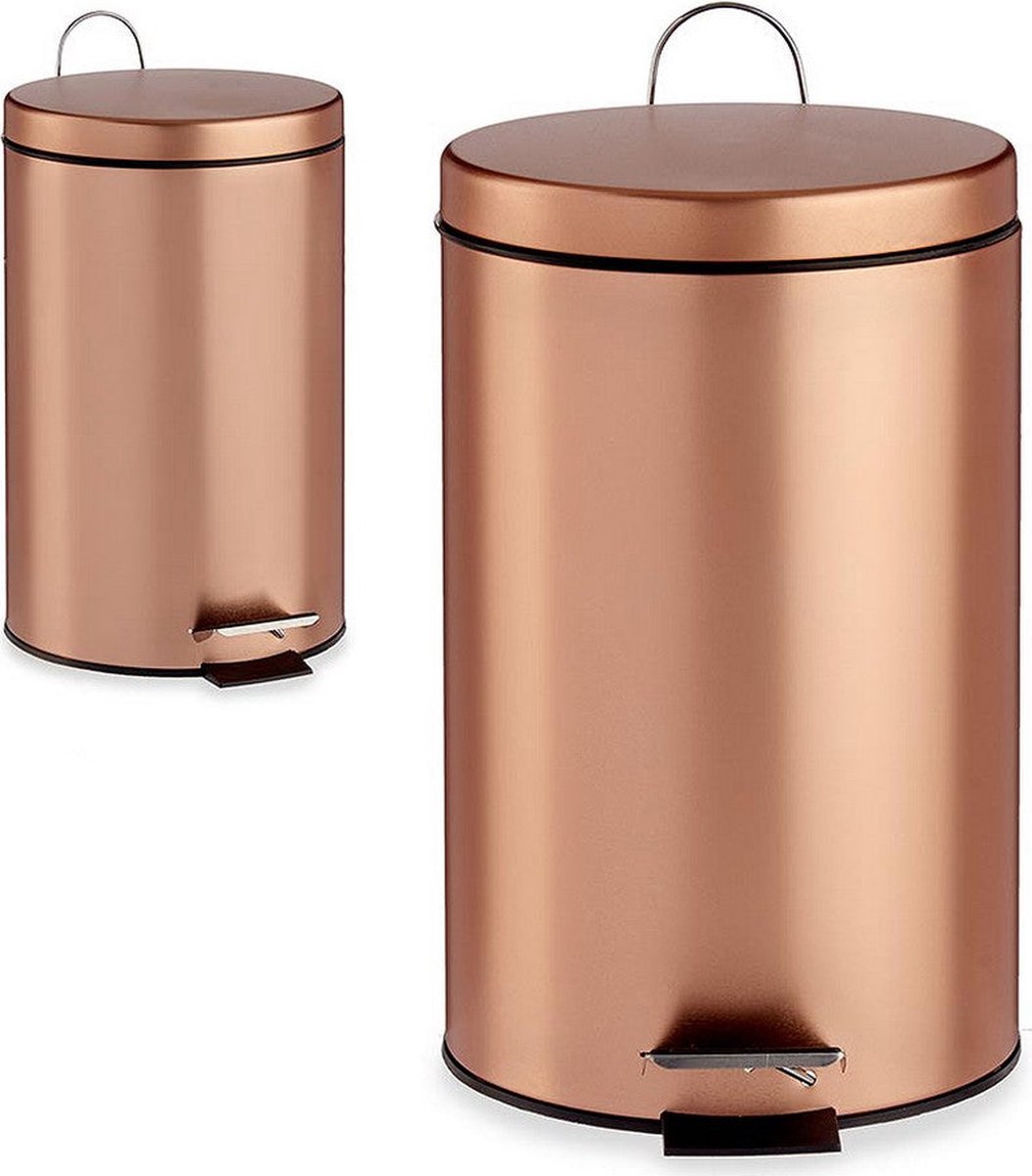 Pedal bin/waste bin metal 7 litre capacity copper colour 31 x 20 cm