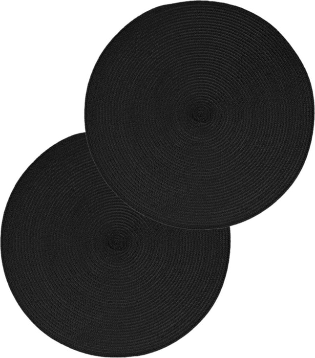 Secret de Gourmet ronde placemats zwart – set van 4, gevlochten, Ø 38 cm