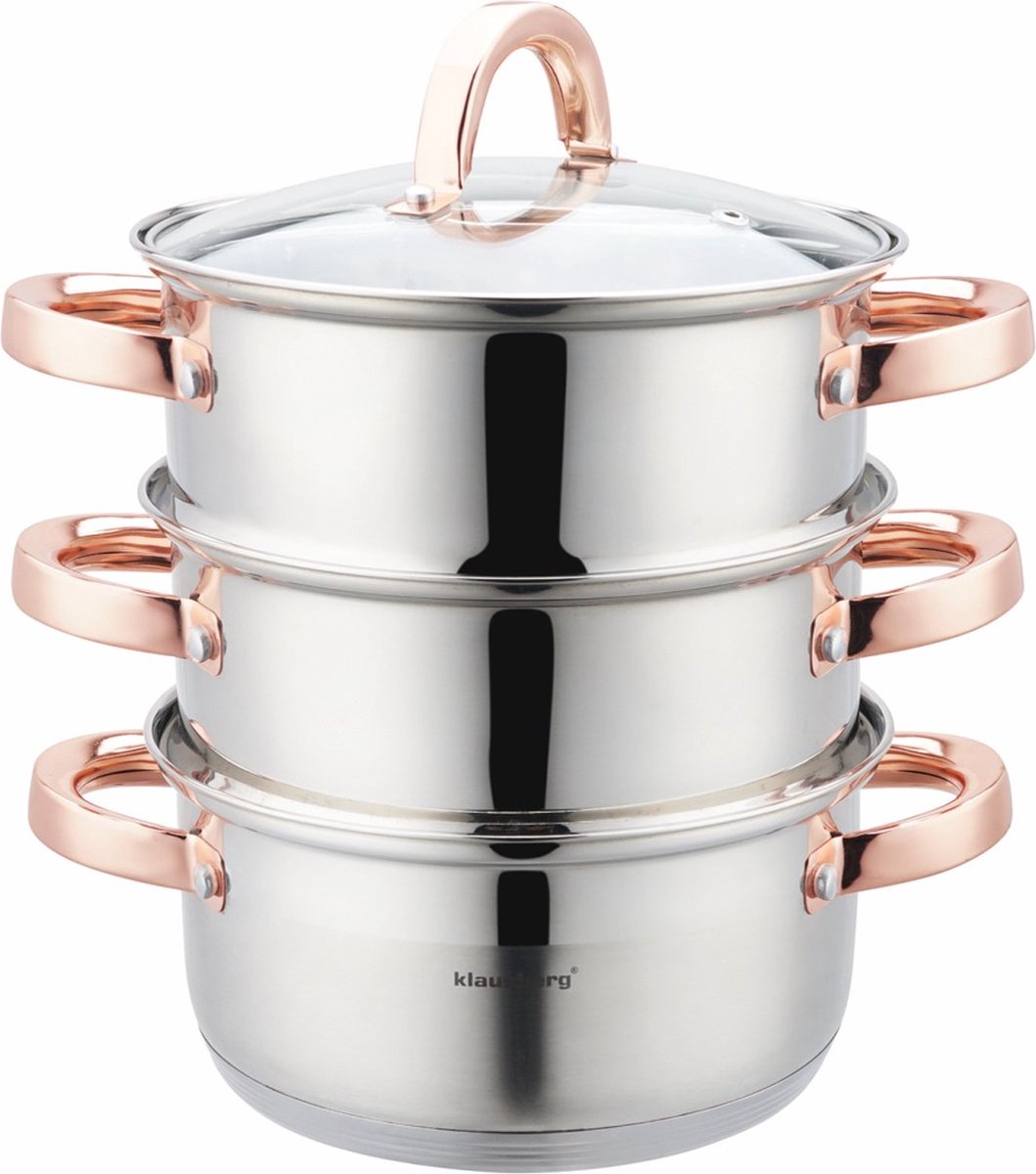 Klausberg 7726 - steamer pot - 4-piece - 18 cm - stainless steel - all heat sources