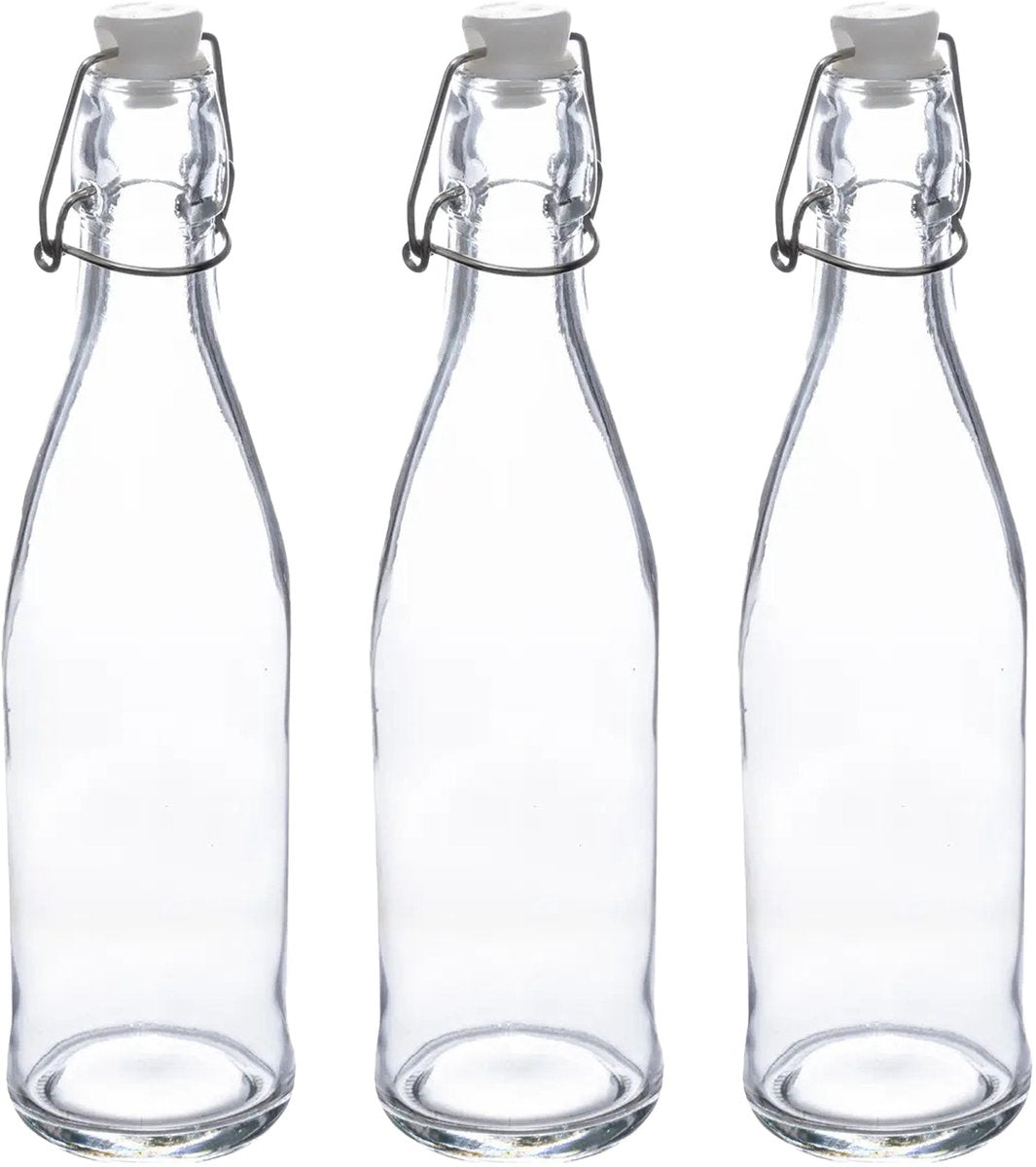 5Five Clip-top bottle/preserving jar - 3x - glass - transparent - airtight - 0.5 litre - water bottle - lemonade