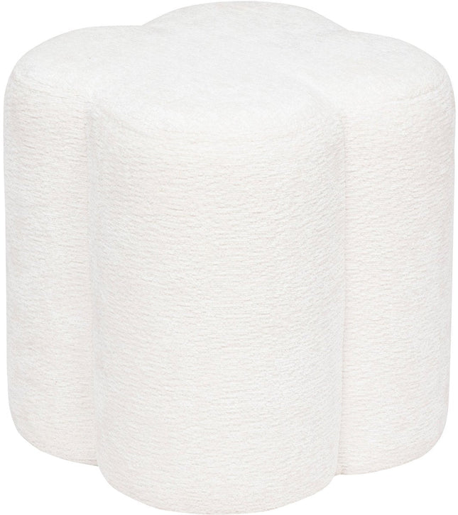 Atmosphera Lavon poef wit – bouclé poef in bloemvorm, Ø 35 x 38 cm