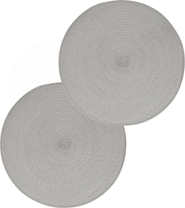 Secret de Gourmet runder Platzset - 12er Set - hellgrau - geflochtener Kunststoff - Durchmesser 38 cm - Unterleger