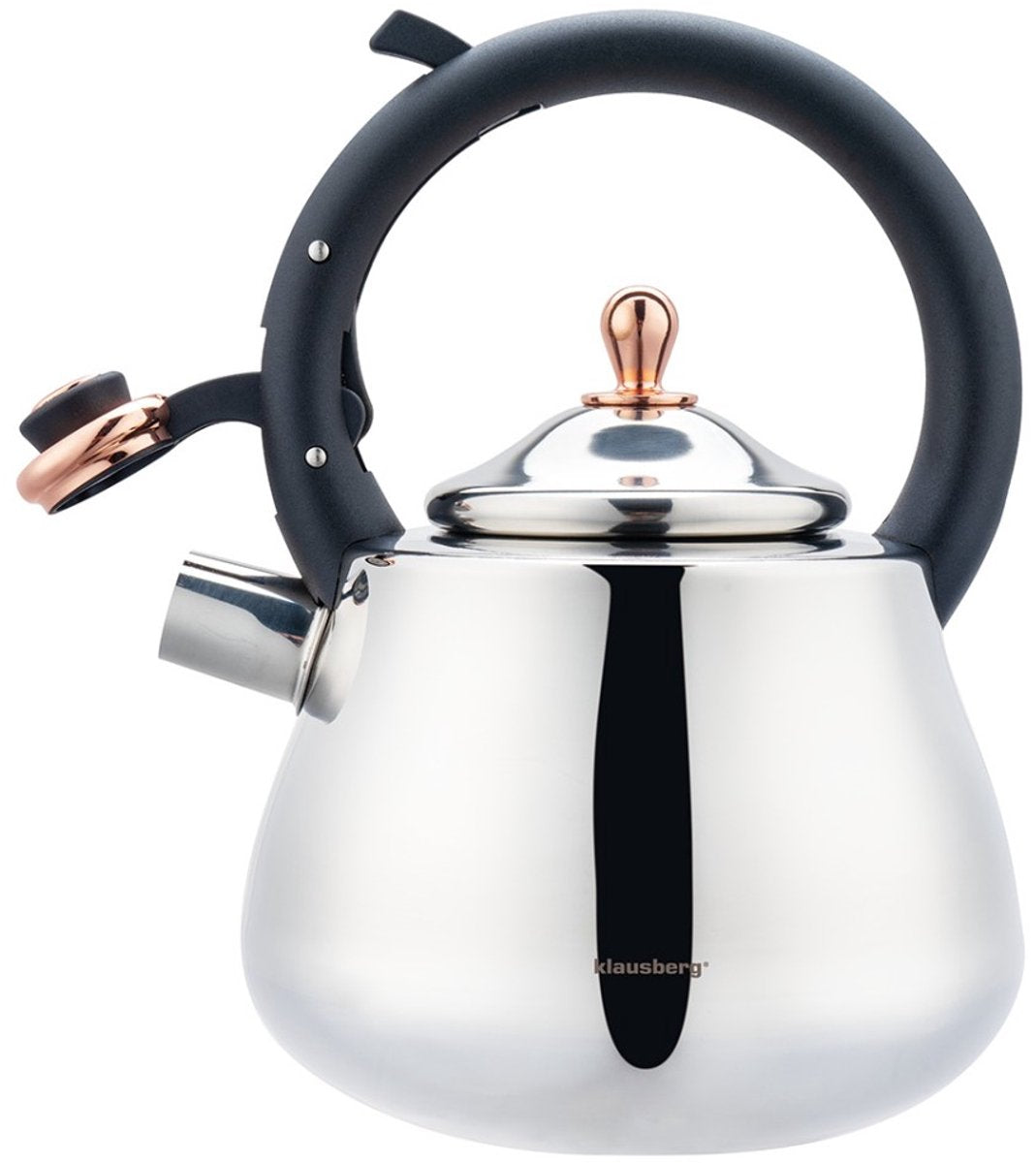 Klausberg 7776 - Fluitketel met fluit - 2. 5 liter - RVS - Zilverkleurig