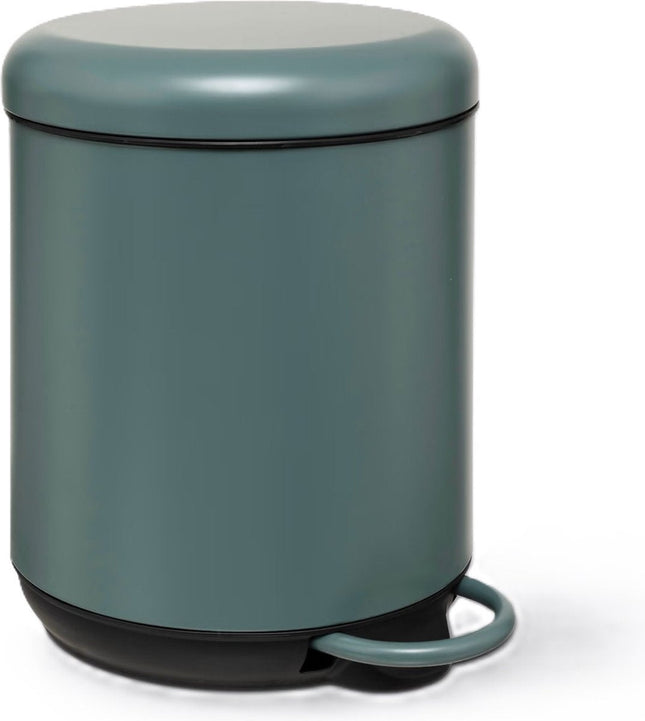5Five Poubelle à pédale Savona - métal / plastique - 5L - vert ficus - D20 x H27 cm - avec seau intérieur