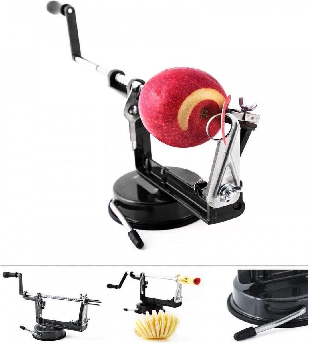 Apfel-Kartoffel-Schäler schwarz - Spiralschneider - Twister