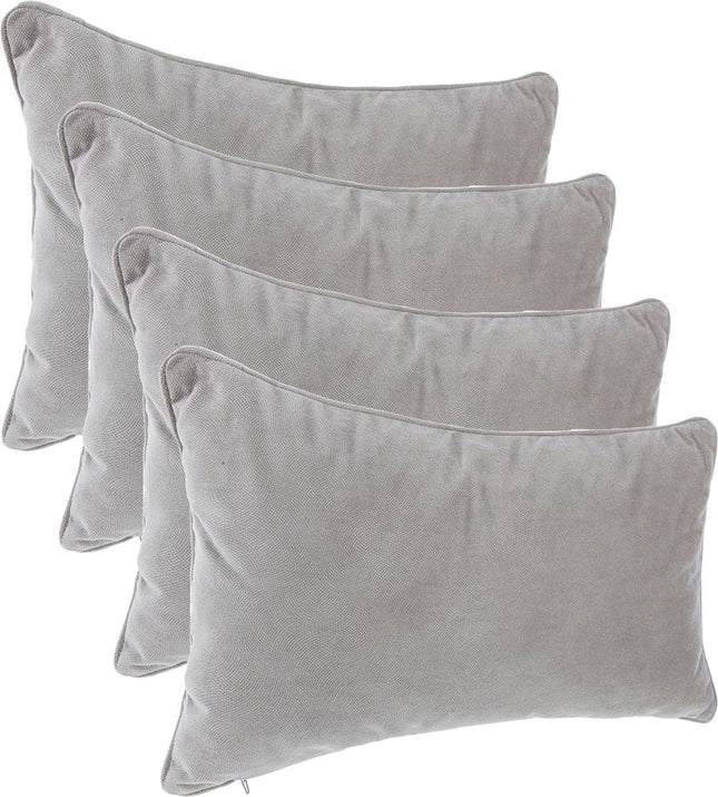 Atmosphera Bank / sierkussens huiskamer Sophia - 4x stuks - 30 x 50 cm - Zilvergrijs - polyester - met rits