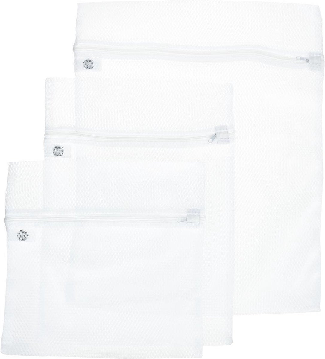 5Five Set van 3x stuks waszakjes / wasnetjes - wit - in 3 formaten - Wasgoed zakjes - BH zakjes