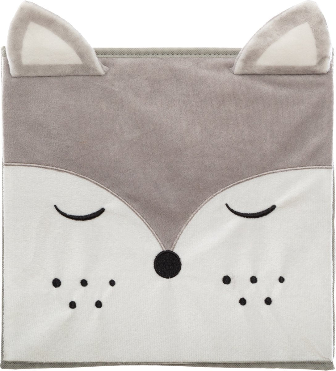 Atmosphera Panier de rangement / panier d'armoire renard - 2x - pour enfants - carton / plastique - gris - 30 x 30 cm
