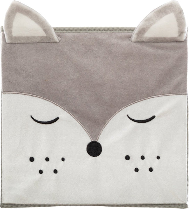 Atmosphera Opbergmand / kastmand vos - 2x - voor kinderen - karton / kunststof - grijs - 30 x 30 cm