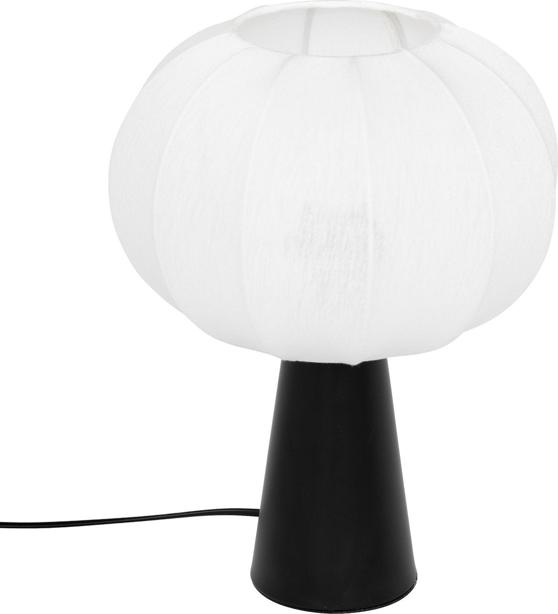 Atmosphera Tobie tafellamp met katoenen kap – zwart en wit, Ø 25 x 33 cm
