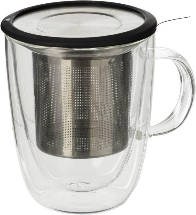 Glazen theemok met zeef en deksel – theeglas van borosilicaatglas, 300 ml