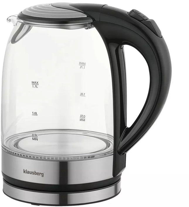 Klausberg KB7886 glazen waterkoker 1,7 liter – 1800 W, RVS 304, ledverlichting