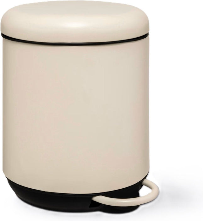 5Five Poubelle à pédale Savona - métal / plastique - 5L - ivoire - D20 x H27 cm - avec seau intérieur