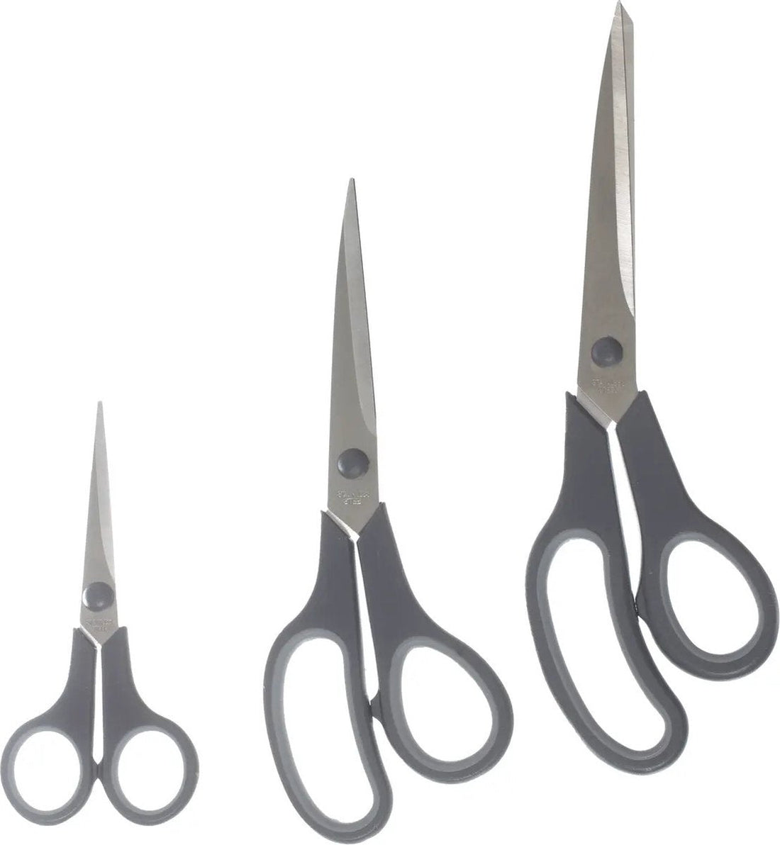 5Five Household and kitchen scissors set of 3 pieces - grey - 25 / 21 and 14 cm - stainless steel metal / plastic - food safe