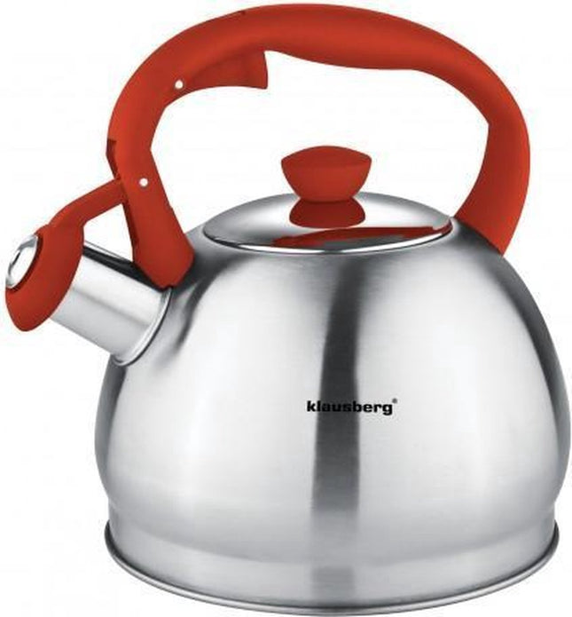 Bouilloire sifflante Klausberg KB-7043 - 1,8 L - acier inoxydable - toutes sources de chaleur - Rouge