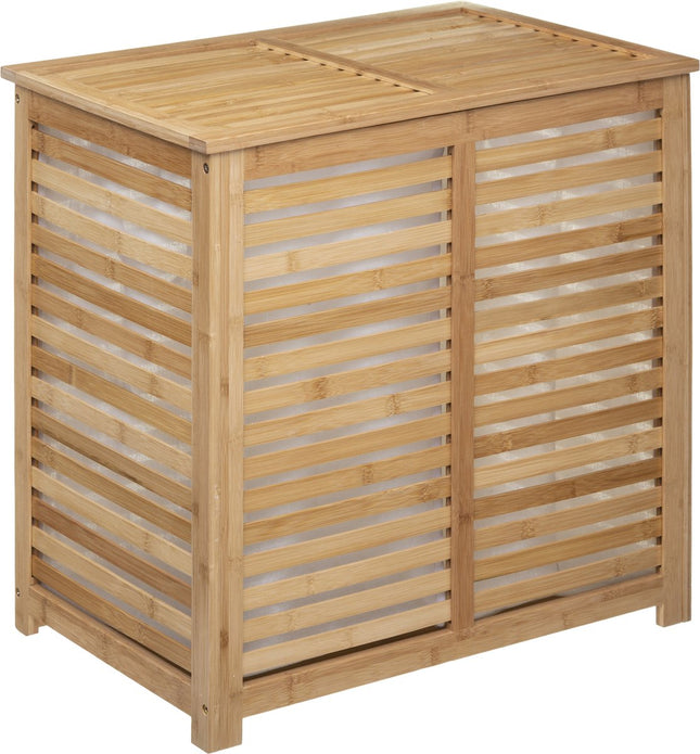 5Five® Sicela Bambus-Wäschekorb mit 2 Fächern - 110 Liter - Braun