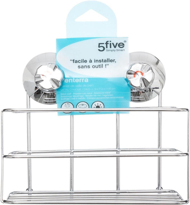 Étagère de douche/salle de bain en métal avec ventouses 19 x 12 x 18 cm - Étagères de rangement pour shampoing/gel douche