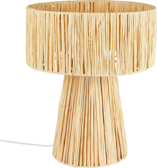 Atmosphera Raffia tafellamp in beige – handgeweven, Ø 28 x 34 cm