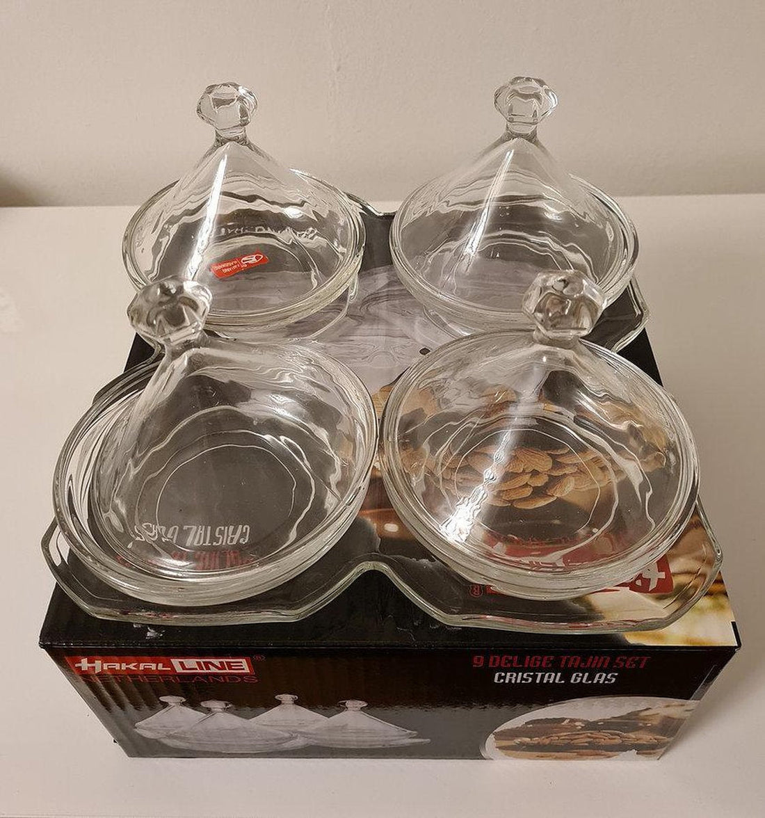 9-TEILIGES TAGINE-SET, Kristallglas.