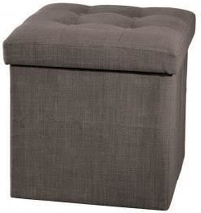 Atmosphera opvouwbare poef en hocker met opbergbox – donkergrijs, 38 x 38 cm