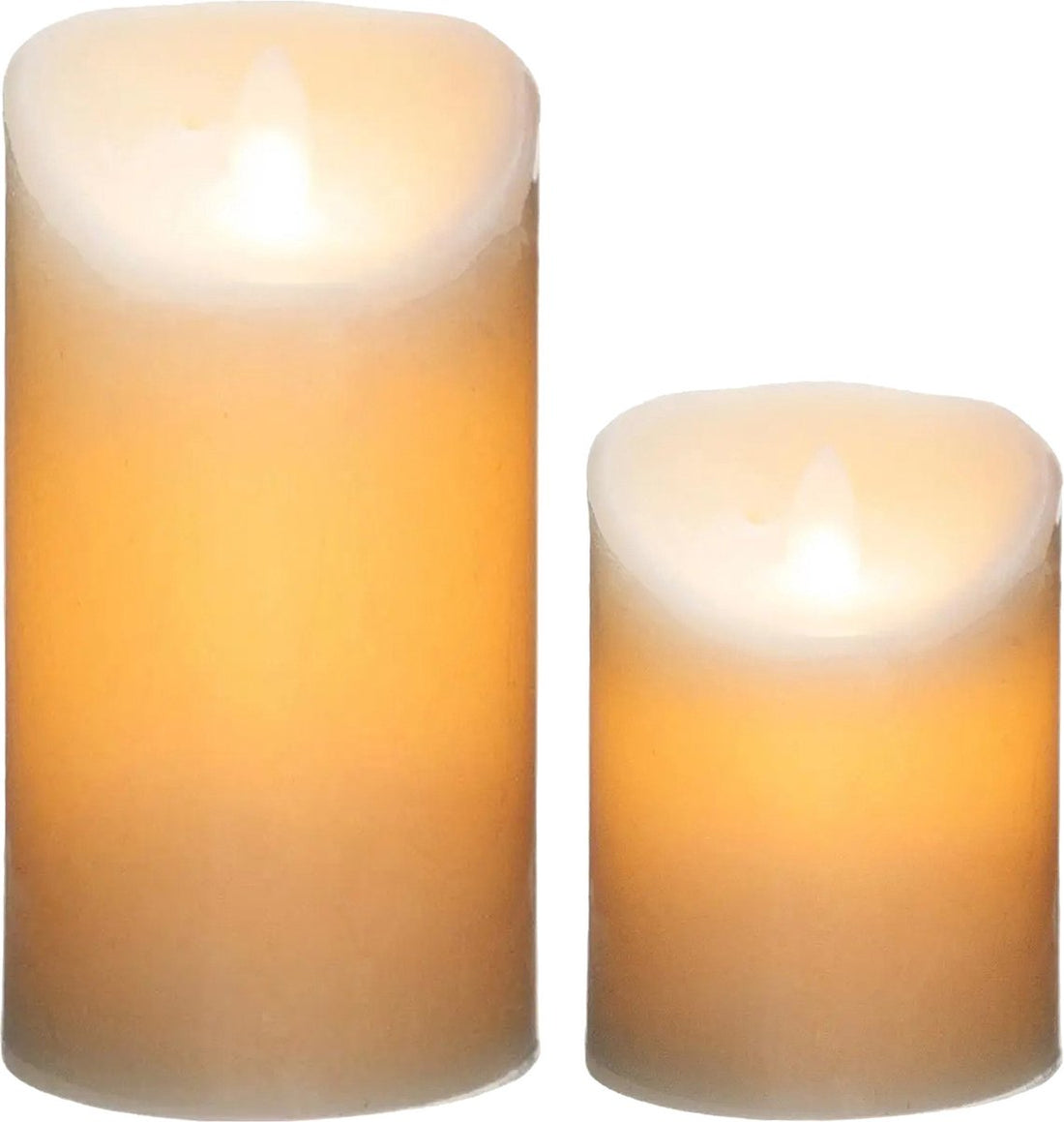 LED pillar candle set - 2 pieces - Warm light - 10 and 20 cm