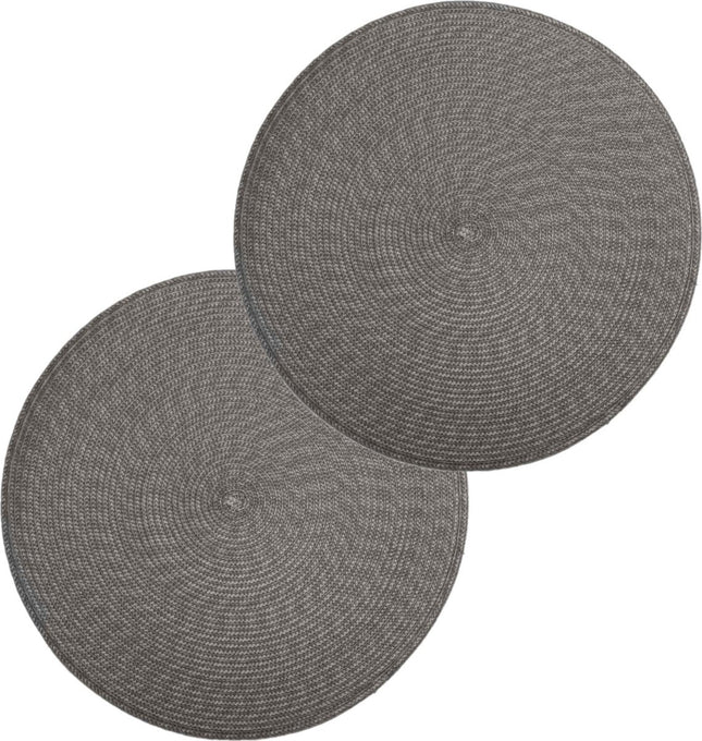 Secret de Gourmet runde Tischsets - 12er Set - grau - geflochtenes Kunststoff - Ø 38 cm - Unterleger