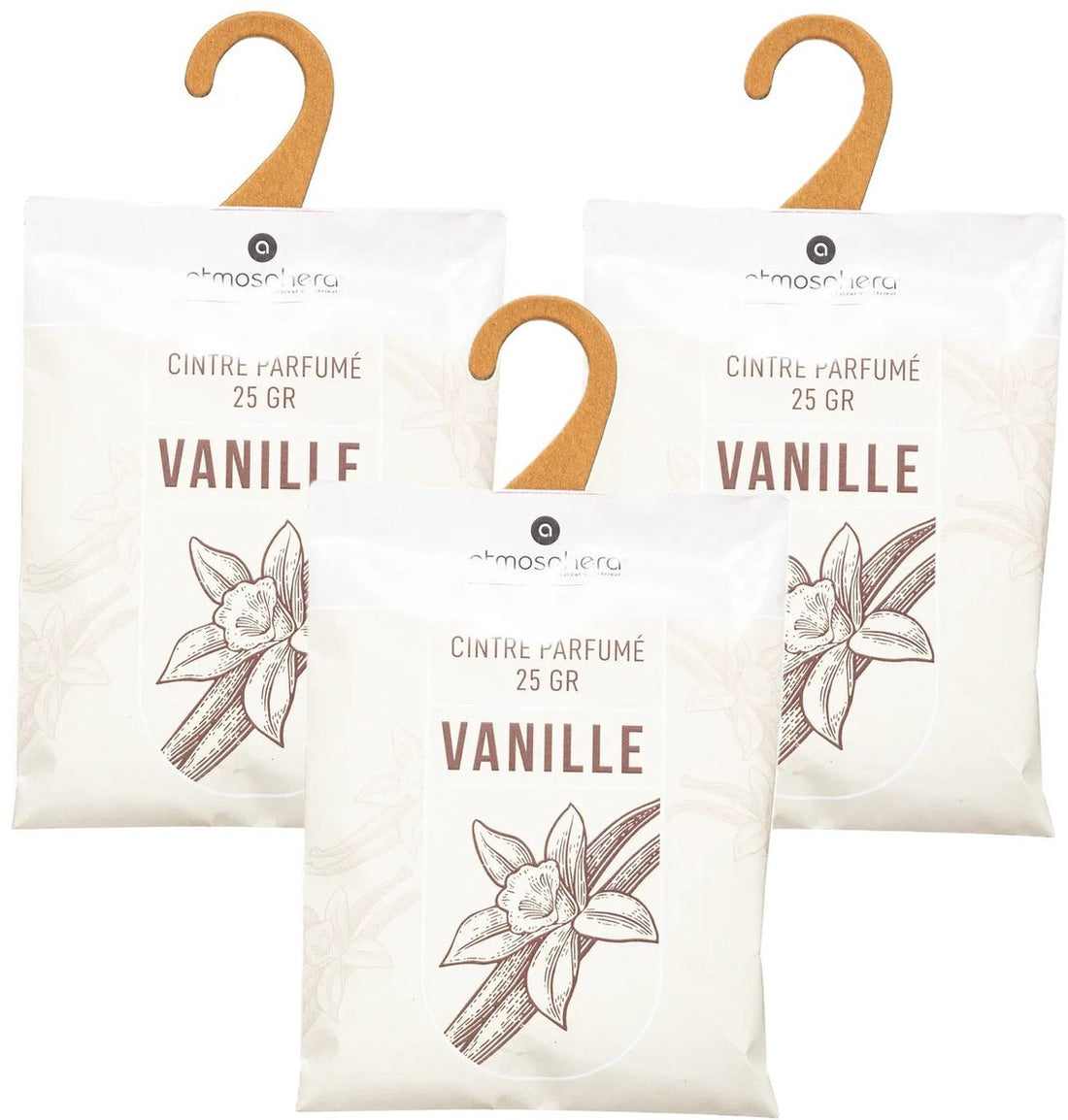 Atmosphera Vanilla Scented Sachets - 12x - with hanging hook - scent cards / air freshener